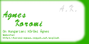 agnes koromi business card