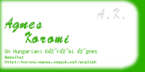 agnes koromi business card